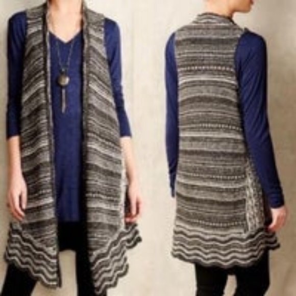 Anthropologie Moth crochet knit Sleeveless Sweater Vest Duster Size XS/S‎ - Picture 1 of 10